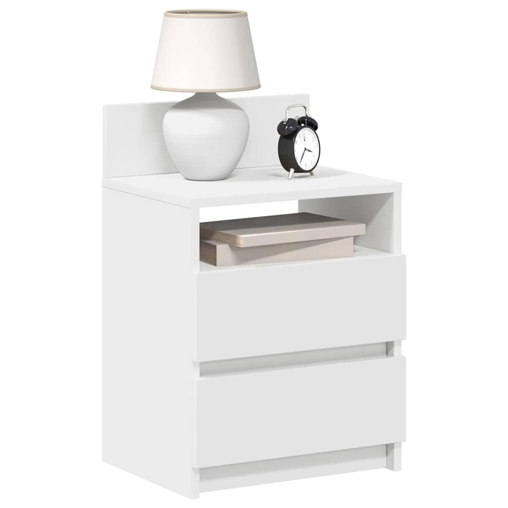 Sengeborde 2 stk. med 2 skuffer 40x33x60 cm hvid
