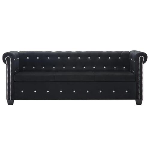 3-personers chesterfieldsofa fløjlsbeklædning 199 x 75 x 72 sort