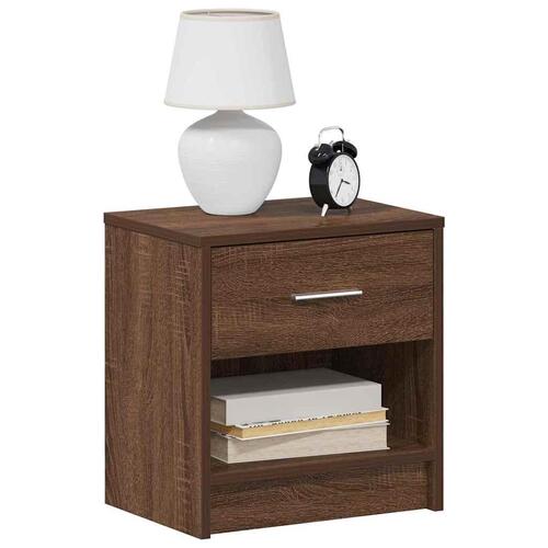 Sengeborde 2 stk. med skuffe brun egetræsfarve 39x28x41 cm