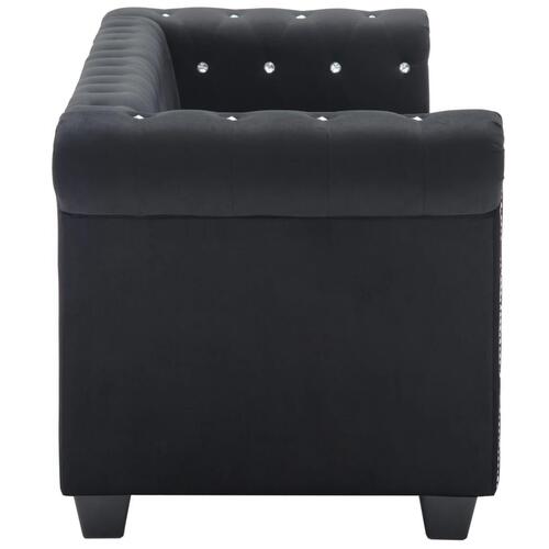 3-personers chesterfieldsofa fløjlsbeklædning 199 x 75 x 72 sort