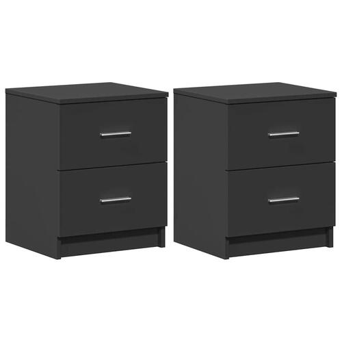 Sengeborde 2 stk. med 2 skuffer 40x36x50 cm sort