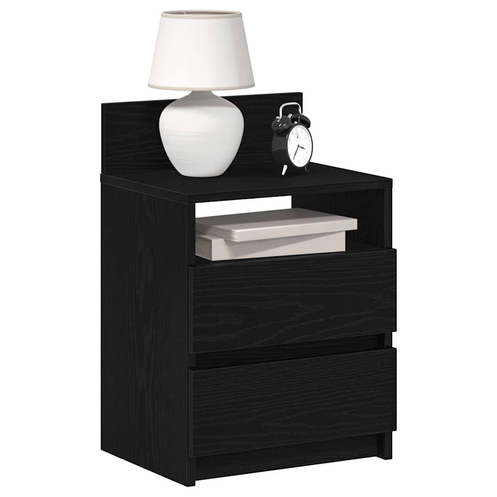 Sengeborde 2 stk. med 2 skuffer 40x33x60 cm sort