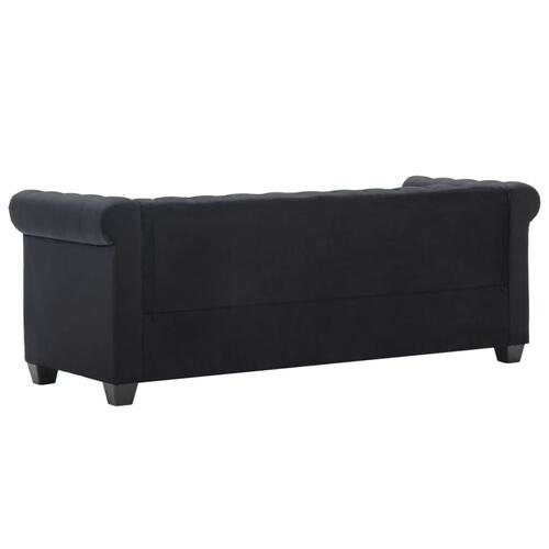 3-personers chesterfieldsofa fløjlsbeklædning 199 x 75 x 72 sort
