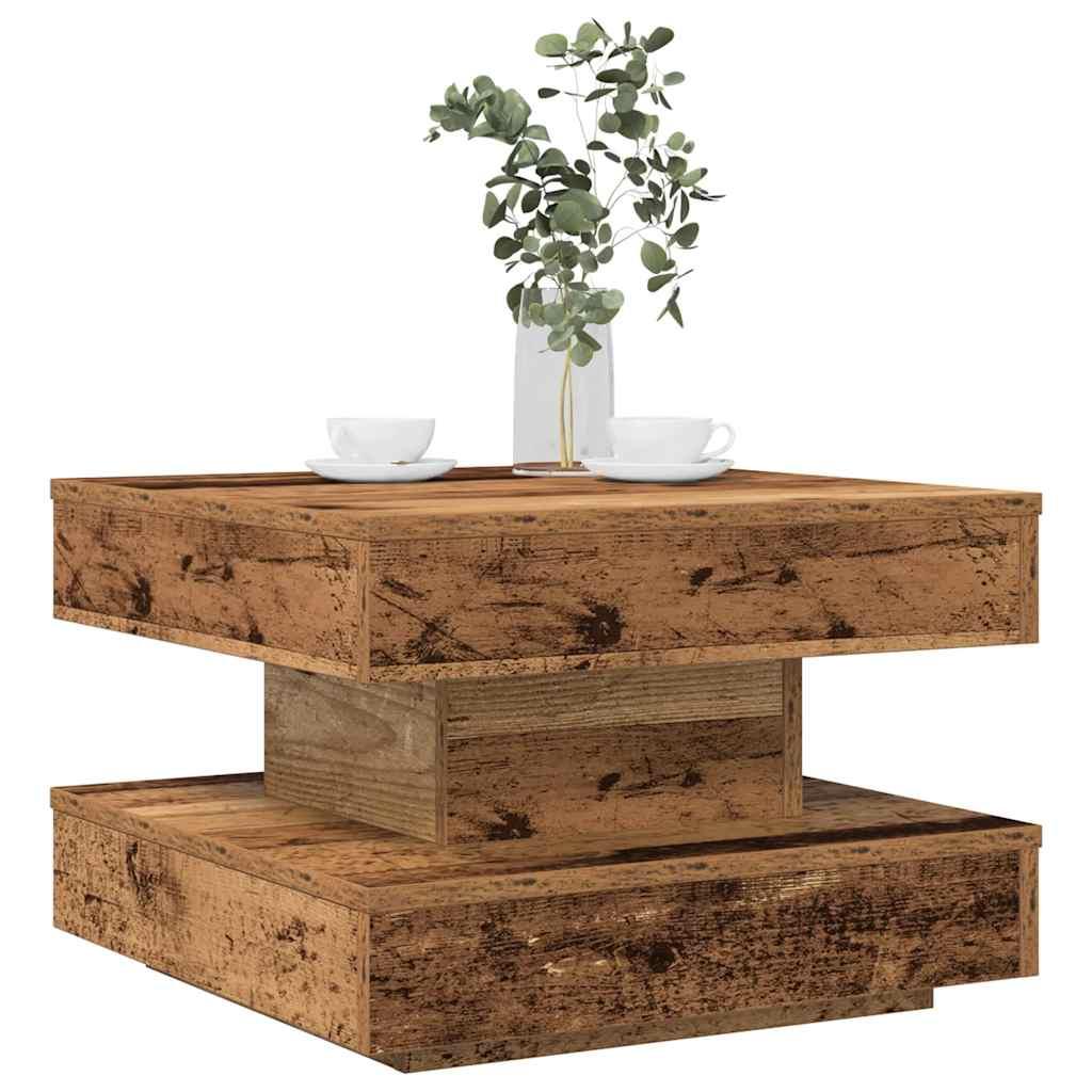 Sofabord 360 grader drejeligt 50x50x34,5 cm antikt træ