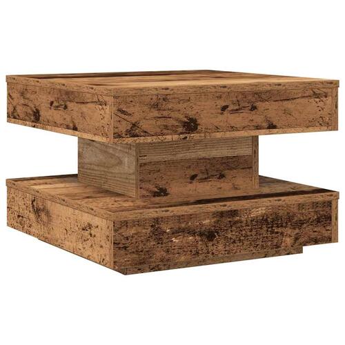 Sofabord 360 grader drejeligt 50x50x34,5 cm antikt træ