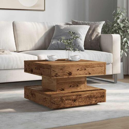 Sofabord 360 grader drejeligt 50x50x34,5 cm antikt træ