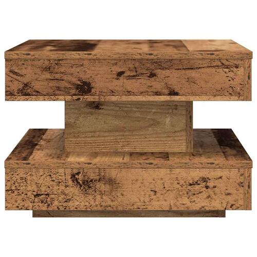 Sofabord 360 grader drejeligt 50x50x34,5 cm antikt træ