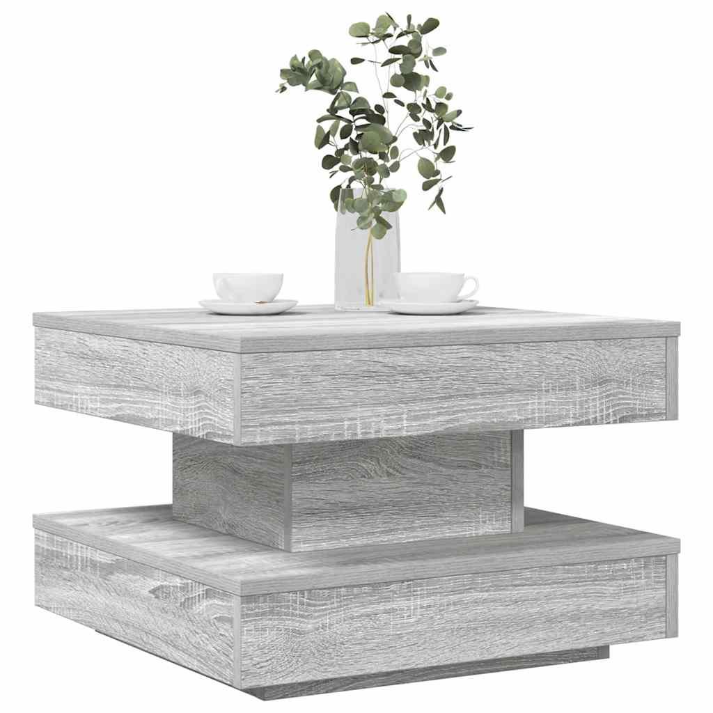 Sofabord 360 grader drejeligt 50x50x34,5 cm grå sonoma-eg