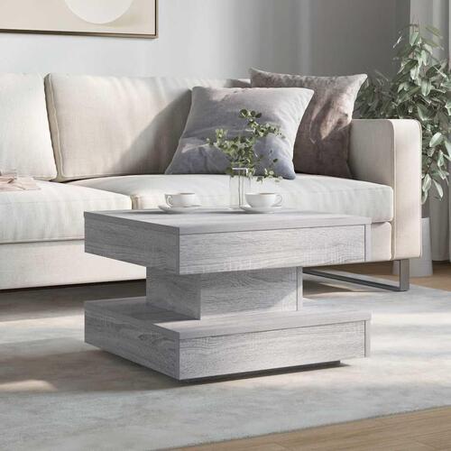 Sofabord 360 grader drejeligt 50x50x34,5 cm grå sonoma-eg