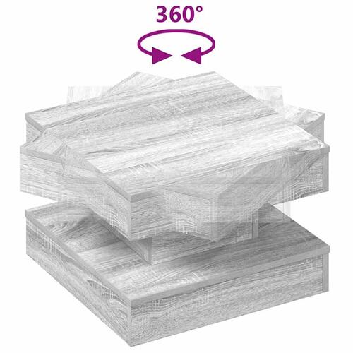 Sofabord 360 grader drejeligt 50x50x34,5 cm grå sonoma-eg