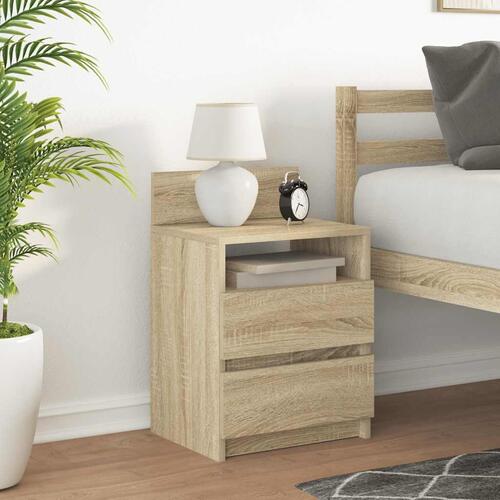 Sengebord med 2 skuffer 40x33x60 cm sonoma-eg