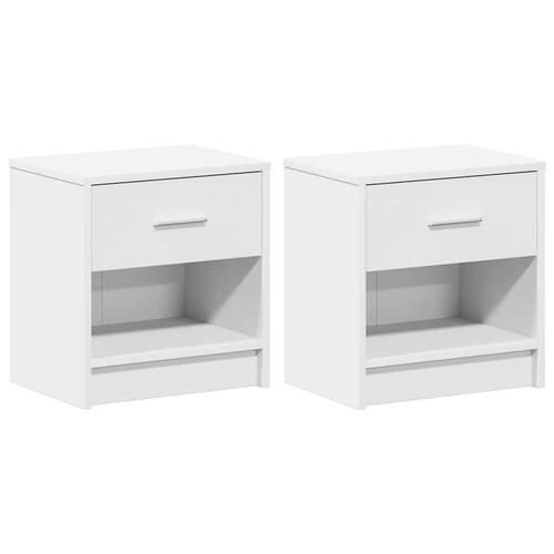 Sengeborde 2 stk. med skuffe 39x28x41 cm hvid
