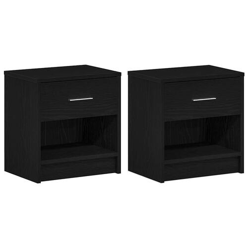 Sengeborde 2 stk. med skuffe 39x28x41 cm sort