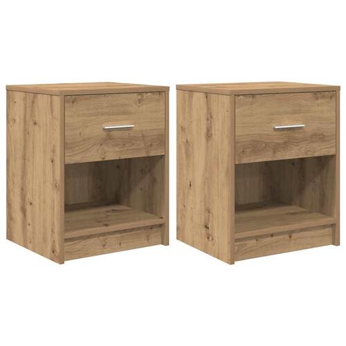 Sengeborde 2 stk. med skuffe 40x34x50 cm kunsteg