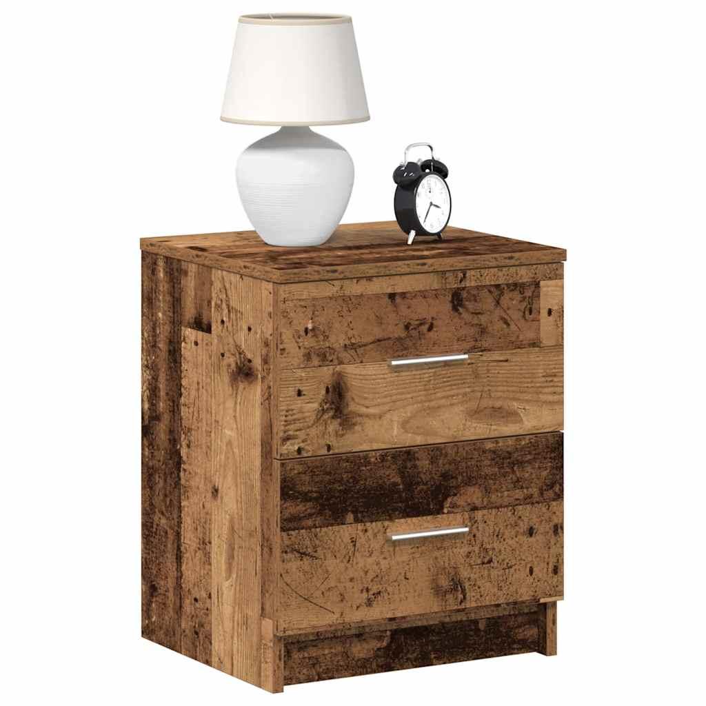 Sengeborde 2 stk. med 2 skuffer 40x36x50 cm antikt træ