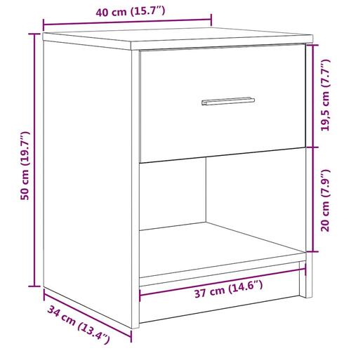 Sengebord med skuffe 40x34x50 cm sonoma-eg