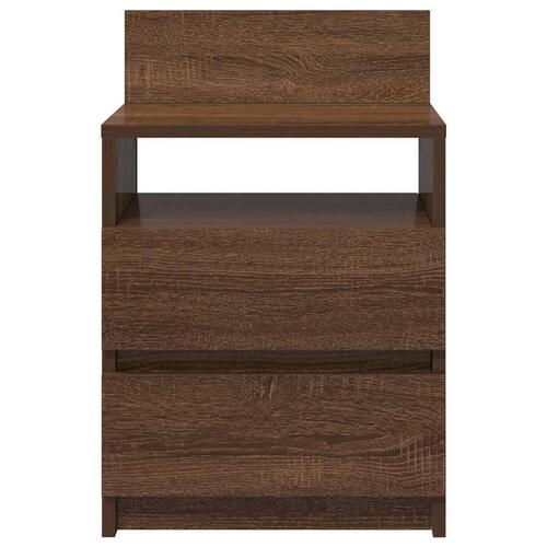 Sengebord med 2 skuffer 40x33x60 cm brun egetræsfarve