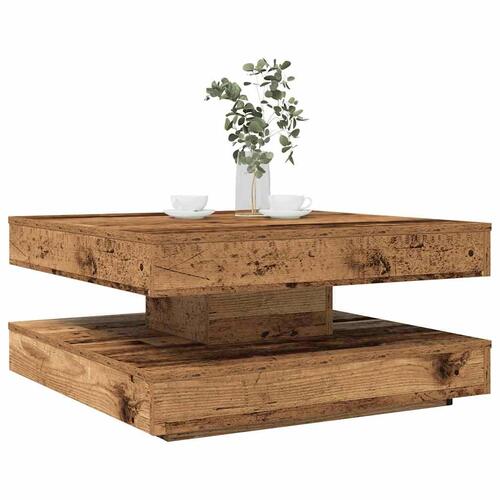 Sofabord 360 grader drejeligt 70x70x34,5 cm antikt træ