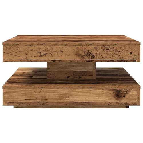Sofabord 360 grader drejeligt 70x70x34,5 cm antikt træ