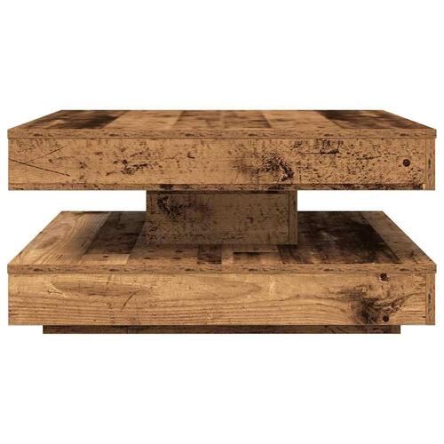 Sofabord 360 grader drejeligt 70x70x34,5 cm antikt træ
