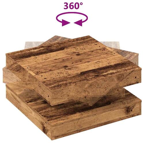 Sofabord 360 grader drejeligt 70x70x34,5 cm antikt træ
