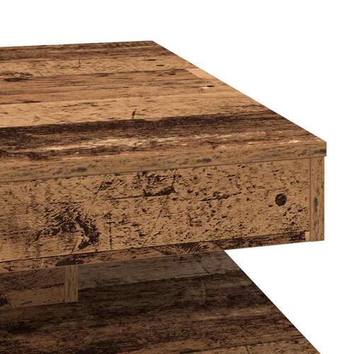Sofabord 360 grader drejeligt 70x70x34,5 cm antikt træ
