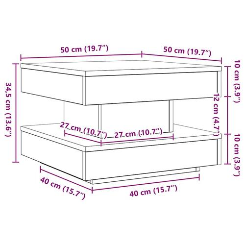Sofabord 360 grader drejeligt 50x50x34,5 cm sort