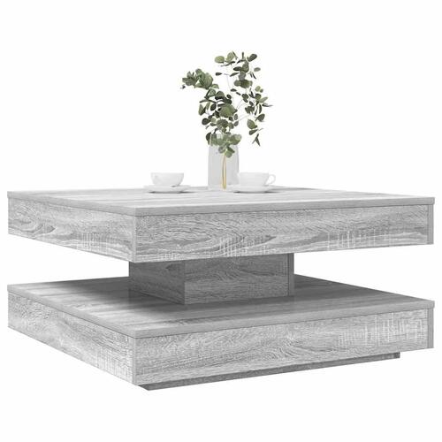Sofabord 360 grader drejeligt 70x70x34,5 cm grå sonoma-eg