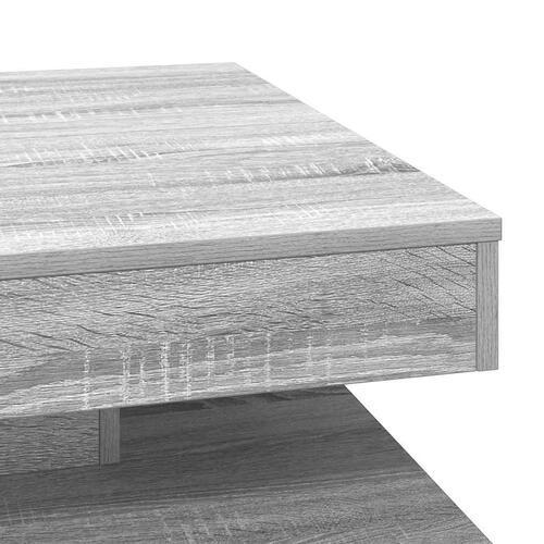 Sofabord 360 grader drejeligt 70x70x34,5 cm grå sonoma-eg