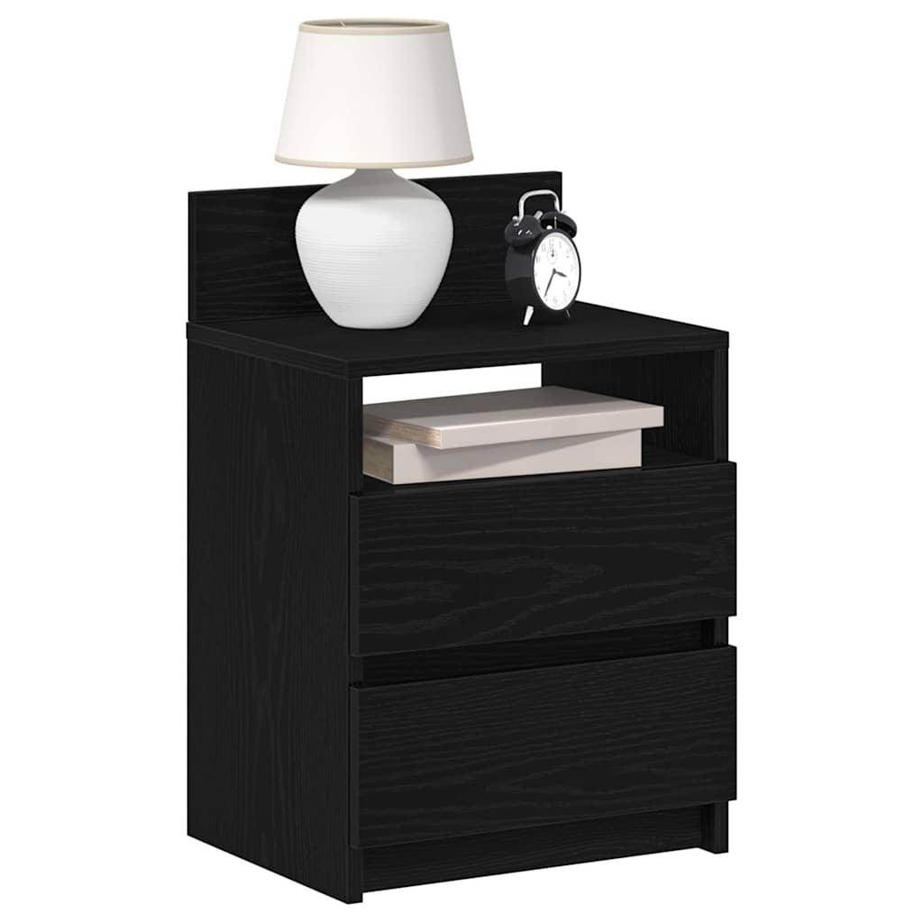 Sengebord med 2 skuffer 40x33x60 cm sort