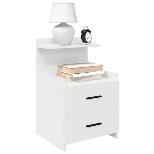 Sengebord med 2 skuffer 40x36,5x62 cm hvid