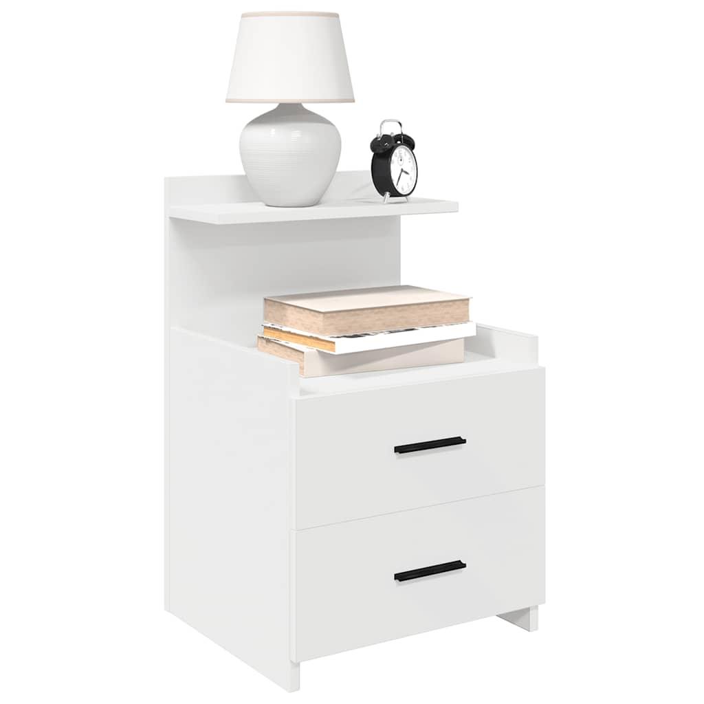 Sengebord med 2 skuffer 40x36,5x62 cm hvid