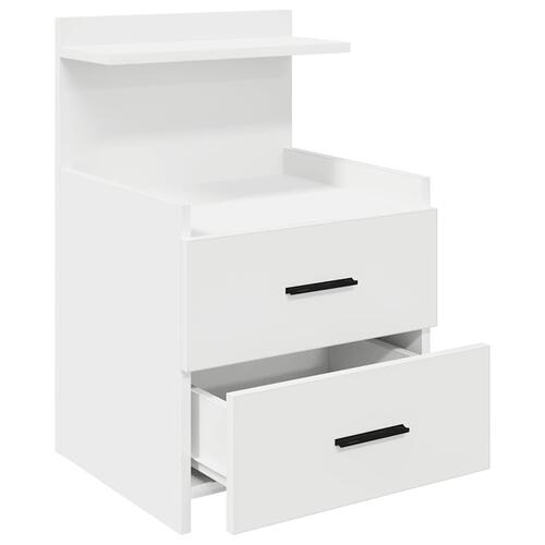 Sengebord med 2 skuffer 40x36,5x62 cm hvid