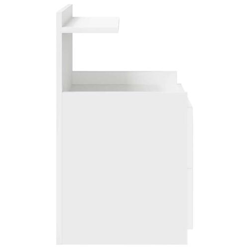 Sengebord med 2 skuffer 40x36,5x62 cm hvid