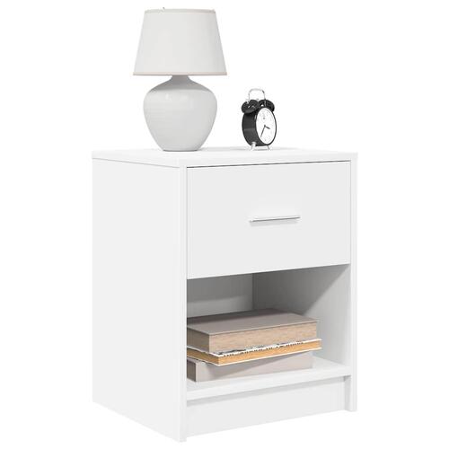 Sengeborde 2 stk. med skuffe 40x34x50 cm hvid