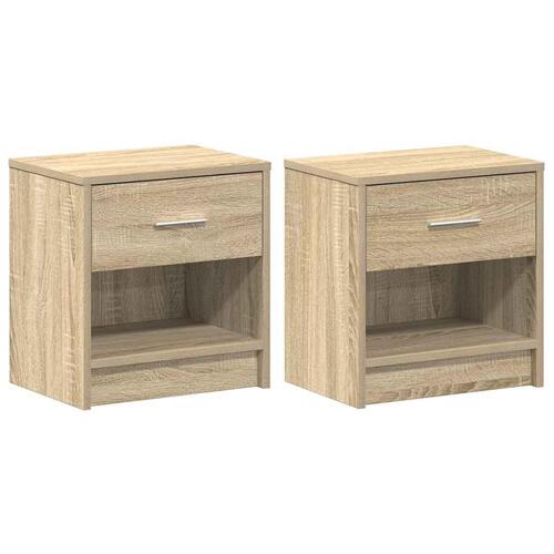 Sengeborde 2 stk. med skuffe 39x28x41 cm sonoma-eg