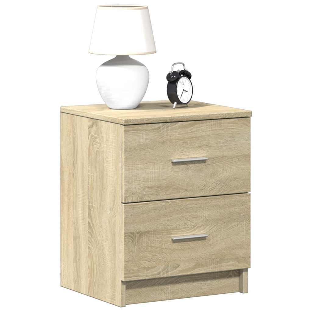 Sengebord med 2 skuffer 40x36x50 cm sonoma-eg