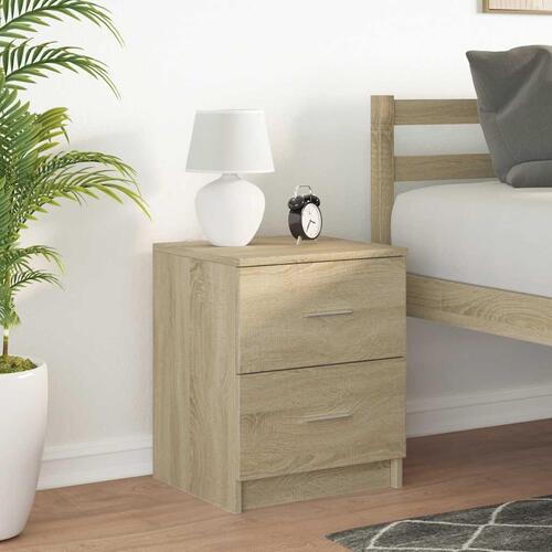 Sengebord med 2 skuffer 40x36x50 cm sonoma-eg
