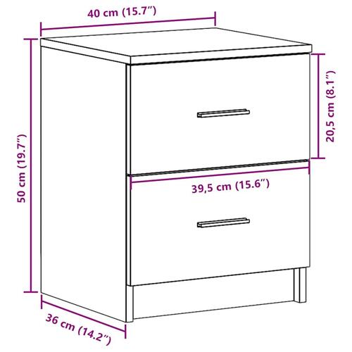 Sengebord med 2 skuffer 40x36x50 cm sonoma-eg