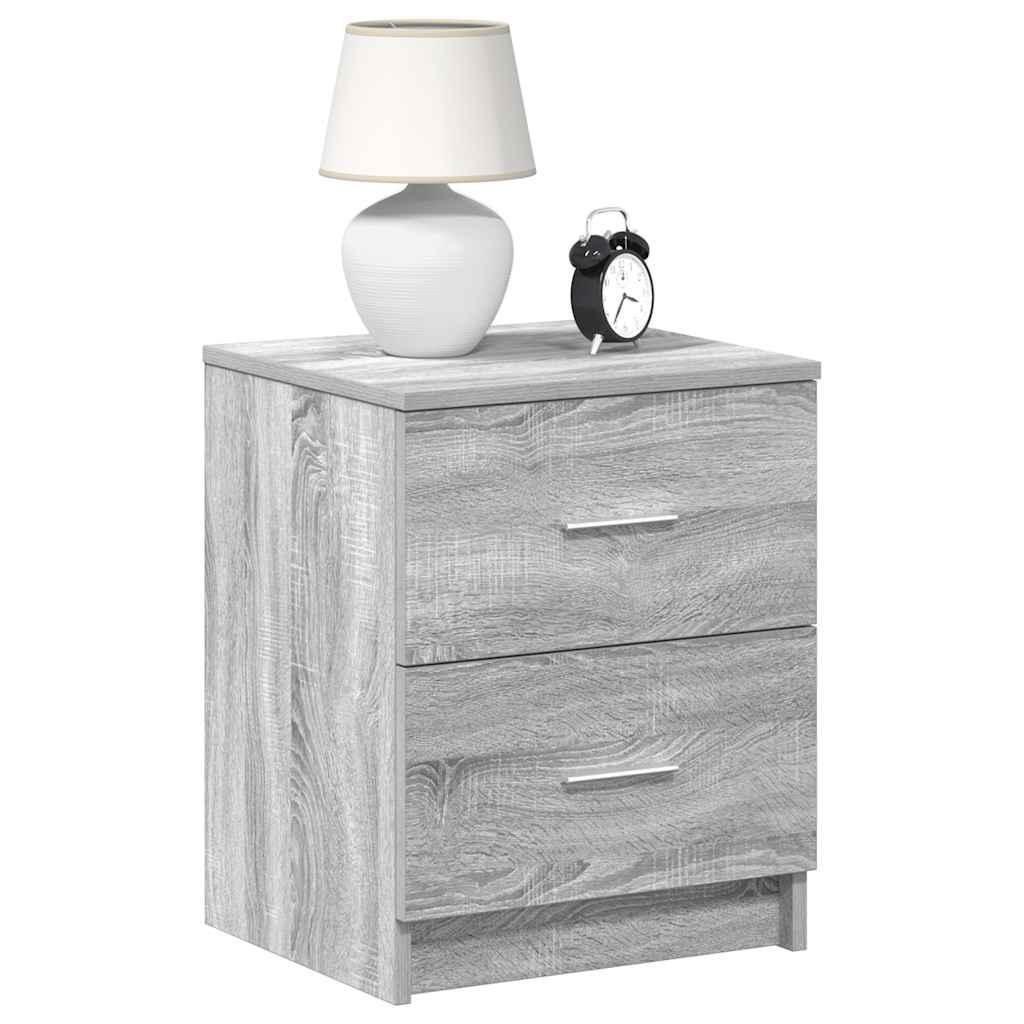 Sengeborde 2 stk. med 2 skuffer 40x36x50 cm grå sonoma-eg