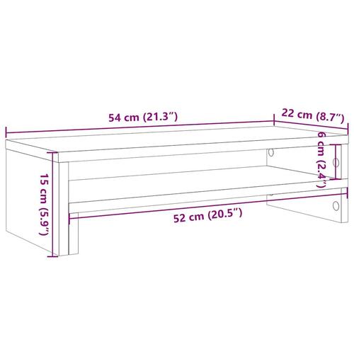 Skærmholder 54x22x15 cm konstrueret træ sort egetræsfarve