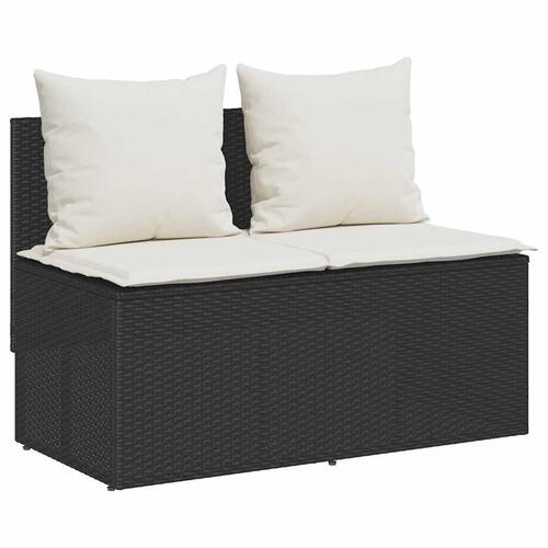 Spisebordssæt til haven 3 dele med hynder polyrattan sort