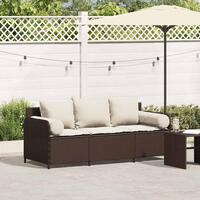 3-personers havesofa med hynder polyrattan brun