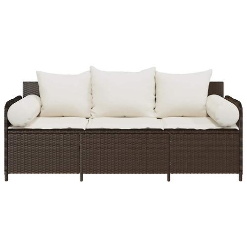 3-personers havesofa med hynder polyrattan brun