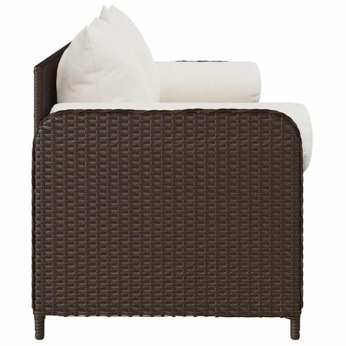 3-personers havesofa med hynder polyrattan brun