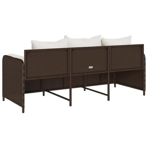 3-personers havesofa med hynder polyrattan brun