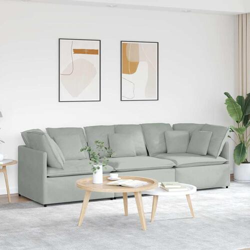 Modulsofa med hynder fløjl lysegrå