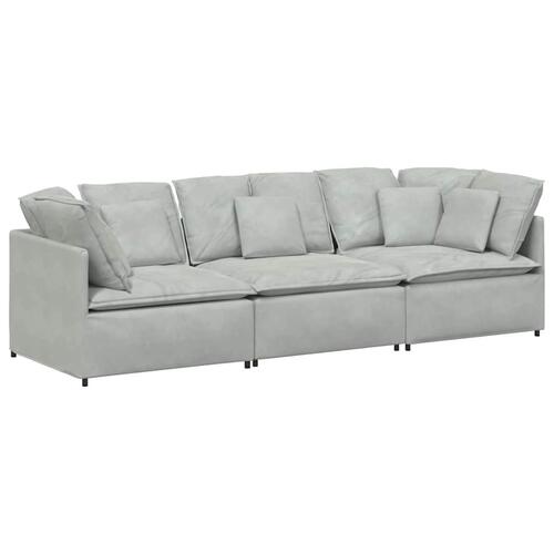 Modulsofa med hynder fløjl lysegrå
