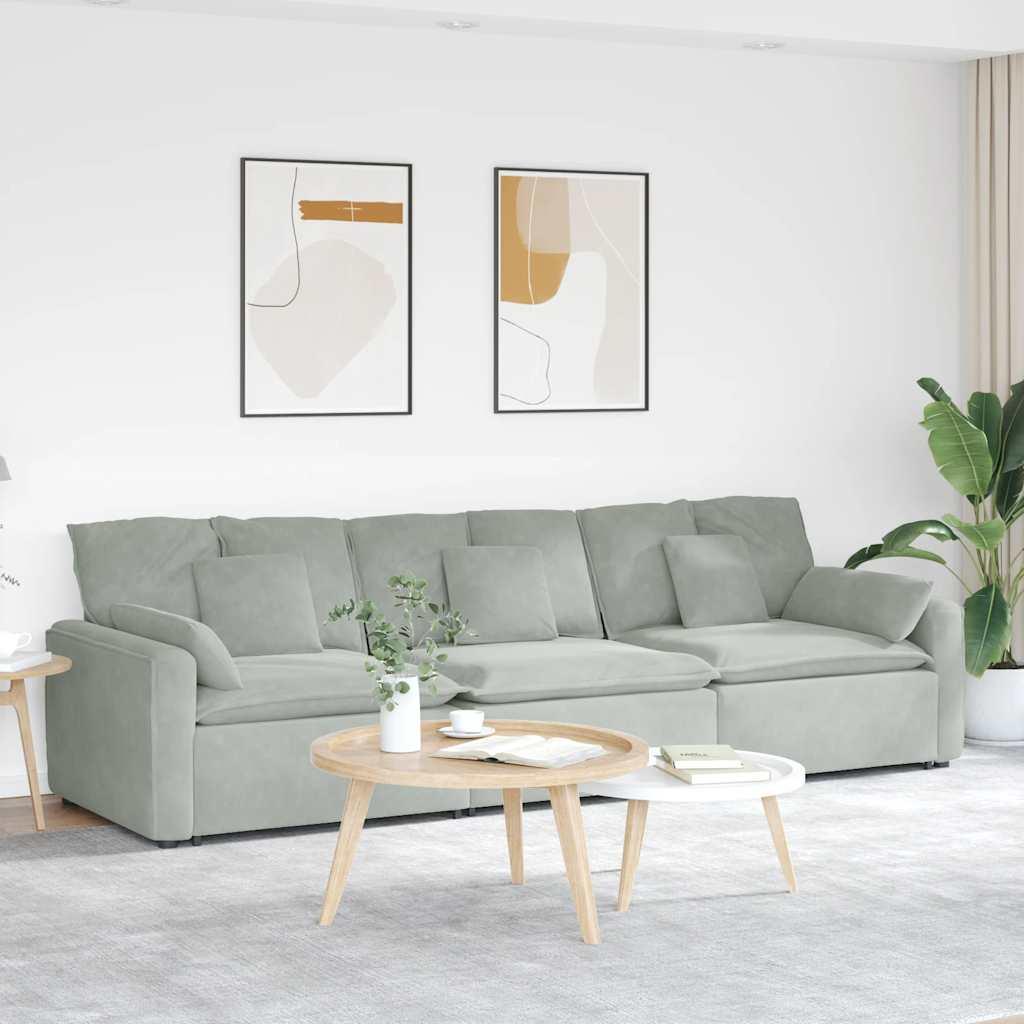 Modulsofa med hynder lysegrå billede