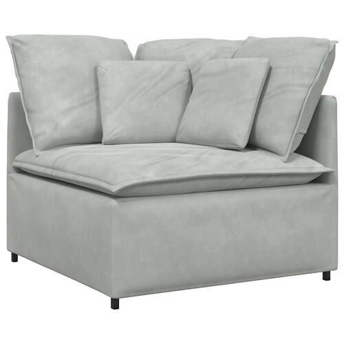 Modulsofa med fodskammel og hynder fløjl lysegrå